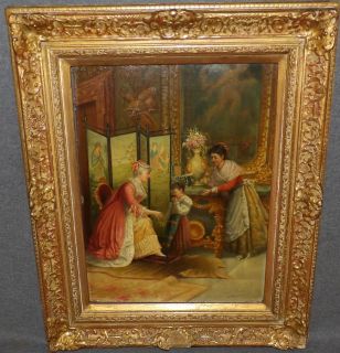ORIGINAL FRIEDRICH HARDEGG OIL PAINTING  Original Antique Oil on Board Painting by Friedrich Hardegg (Austrian, 1858). Signed Lower Right. Frame measures 24-3/4" tall x 20-1/4" wide. Overall condition is good. Some minor wear to frame. Starting Bid $3,000. Auction Estimate $10,000 - $14,000.      
