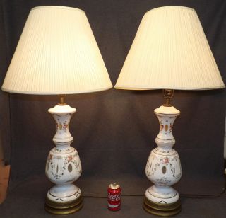 VINTAGE PAIR CZECH CASE GLASS TABLE LAMPS Vintage Pair of Czech Bohemian Case Glass Table Lamps. Each measure 36" tall. Overall condition is good. Some minor wear to finish. Starting Bid $50. Auction Estimate $250 - $350.   