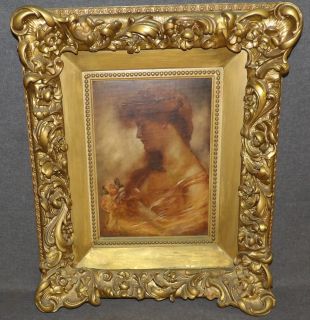 ANTIQUE CARVED FRAME with CANVAS PRINT Antique & Ornate Carved Frame with Canvas Print. Frame measures 24-1/2" tall x 20-1/2" wide. Overall condition is good. Starting Bid $250. Auction Estimate $500 - $750. 