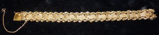 VINTAGE 14kt GOLD BRACELET Vintage 14kt Gold Bracelet. Approximately 1.57 ounces. Measures 8". Condition is very good. No damage. Starting Bid $2,000. Auction Estimate $2,000 - $3,000.