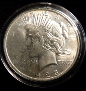 1923p PEACE SILVER DOLLAR 1923p Peace Silver Dollar. Starting Bid $30. Auction Estimate $30 - $100.