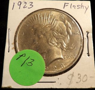 1923p PEACE SILVER DOLLAR 1923p Peace Silver Dollar. Starting Bid $30. Auction Estimate $30 - $100.