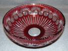 RUBY RED CUT CRYSTAL BOWL Ruby Red Bohemian Cut to Clear Crystal Bowl. Heavy and high quality European Leaded Crystal. Measures 4-1/2" tall x 11-1/2" wide. Condition is New, Mint. No Damage. Starting Bid $100. Auction Estimate $100 - $250. 