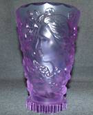 ART DECO CZECH ALEXANDRITE GLASS VASE Beautiful Frosted Czech Bohemian Alexandrite or Neodymium Glass Art Deco Figural Vase. Alexandrite, also known as Neodymium glass. Measures 7-3/4" tall. Condition is New, Mint. No Damage at all. Starting Bid $150. Auction Estimate $150 - $300.     