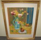 F. CULLOULS LITHOGRAPH "Aqua Vase with Flowers" Framed Lithograph by F. Cullouls, Titled "Aqua Vase with Flowers". Artist signed and numbered 124 of 125. Nicely Framed. Frame measures 36-1/2" tall x 28-1/2" wide. Condition is good. No damage. Starting Bid $150. Auction Estimate $150 - $400. 