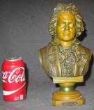 VINTAGE BEETHOVEN SCULPTURE Vintage Cast Spelter Beethoven Bust Statue. Measures 11-1/2" tall. Condition is good to fair. Some minor paint loss and wear. Starting Bid $30. Auction Estimate $60 - $90.   
