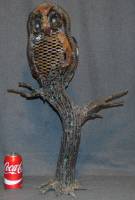 MID-CENTURY BRUTALIST BRONZE OWL SCULPTURE Mid-Century, Brutalist Style Bronze Owl Sculpture by Listed Artist Florence Krieger (American 1919-2011). Measures 27" tall x 18-1/2" wide. Artist Signed. Condition is very good. Florence Krieger is a well listed and exhibited Brooklyn artist who worked in a variety of mediums. Recipient Purchase award Art Students League, 1965, Salmagundi Club prize, 1980, Knicherbocker Artists award, 1988. Member Allied Artists American, Catherine Lorillard Wolfe Art Club, American Artist Professional League, Knickerbocker Arts, National Art Club, Riverside Museum. Starting Bid $500. Auction Estimate $750 - $1,000.