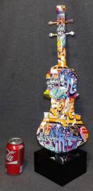 GRAFFITI STREET ART VIOLIN SCULPTURE Graffiti Street Art Resin Violin Sculpture. Measures 24-1/2" tall. Condition is Excellent. Mint. No damage. Starting Bid $150. Auction Estimate $250 - $350. 