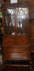 ANTIQUE ENGLISH OAK SECRETARY BOOKCASE Antique English Oak Secretary Bookcase. Circa 1890. Measures 83" tall x 38" wide x 20" deep. Overall condition is very good. No damage. Starting Bid $900. Auction Estimate $1,200 - $2,000.  